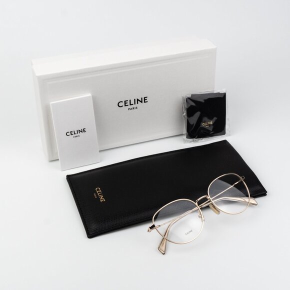 Celine Women Eyeglasses Metal Shiny Rose Gold Demo Round CL50095U 028 BRAND NEW - Picture 10 of 10